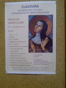 Cartel de los actos en el Convento de la Trinidad de la calle Alboraya