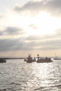 Un grupo de barcas en el centro del lago de la Albufera/avan