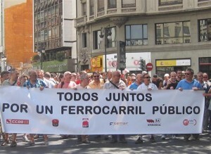 Manifestación de los sindicatos del transporte ferroviario/ep