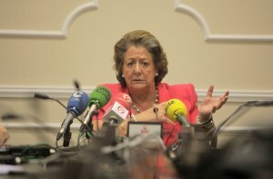La alcaldesa durante la rueda de prensa de hoy en la que ha anunciado la remodelación de su equipo de gobierno/ayto vlc