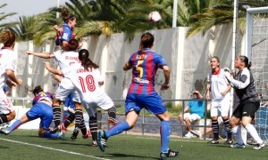 Las chicas del Levante Femenino en un encuentro pasado en su campo de Nazaret/levante femenino