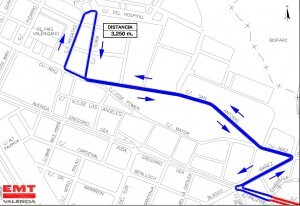 Itinerario propuesto de la línea 95 por Mislata