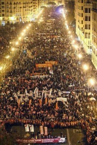 Un vista de la asistencia a la manifestación