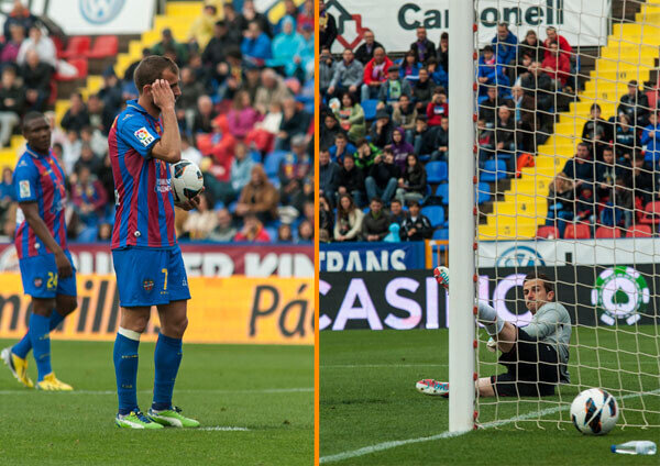 La oportunidad fallada. Barkero lanzó fuera la pena máxima ante Javi Varas. Fotos: Isaac Ferrera