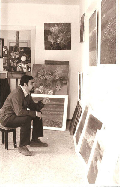 Francisco Mir en su estudio, año 1973.