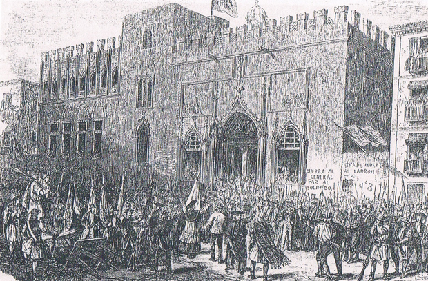 Jornada revolucionaria frente a la Lonja. 1869. Foto: Archivo privado de Rafael Solaz.