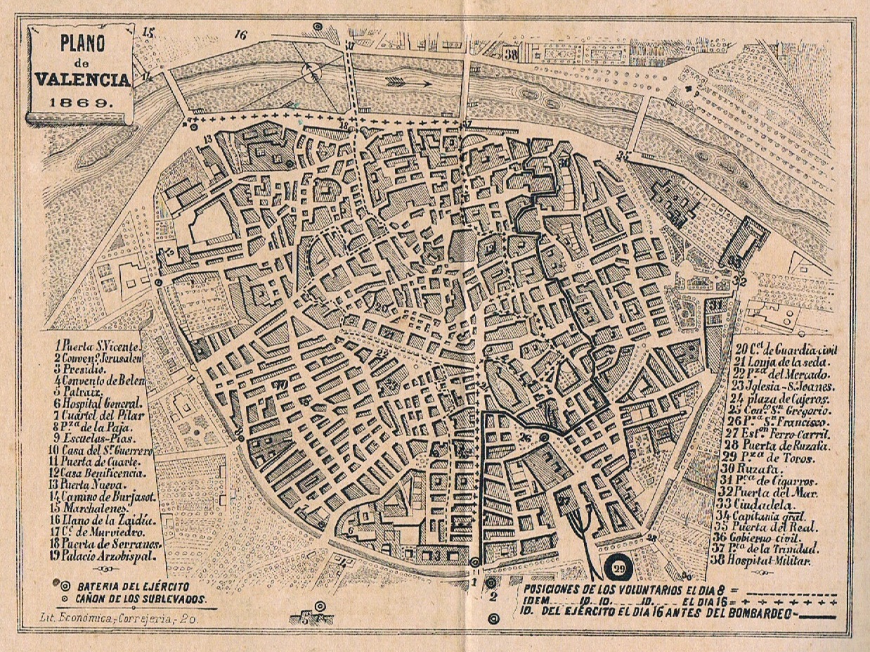 Plano de Valencia de 1869. Foto: Archivo privado de Rafael Solaz