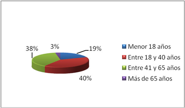 Perfil de los usuarios según edad. Año 2013