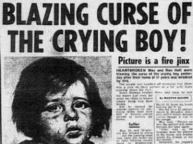 Titular de un periódico. La ardiente maldición del niño que llora