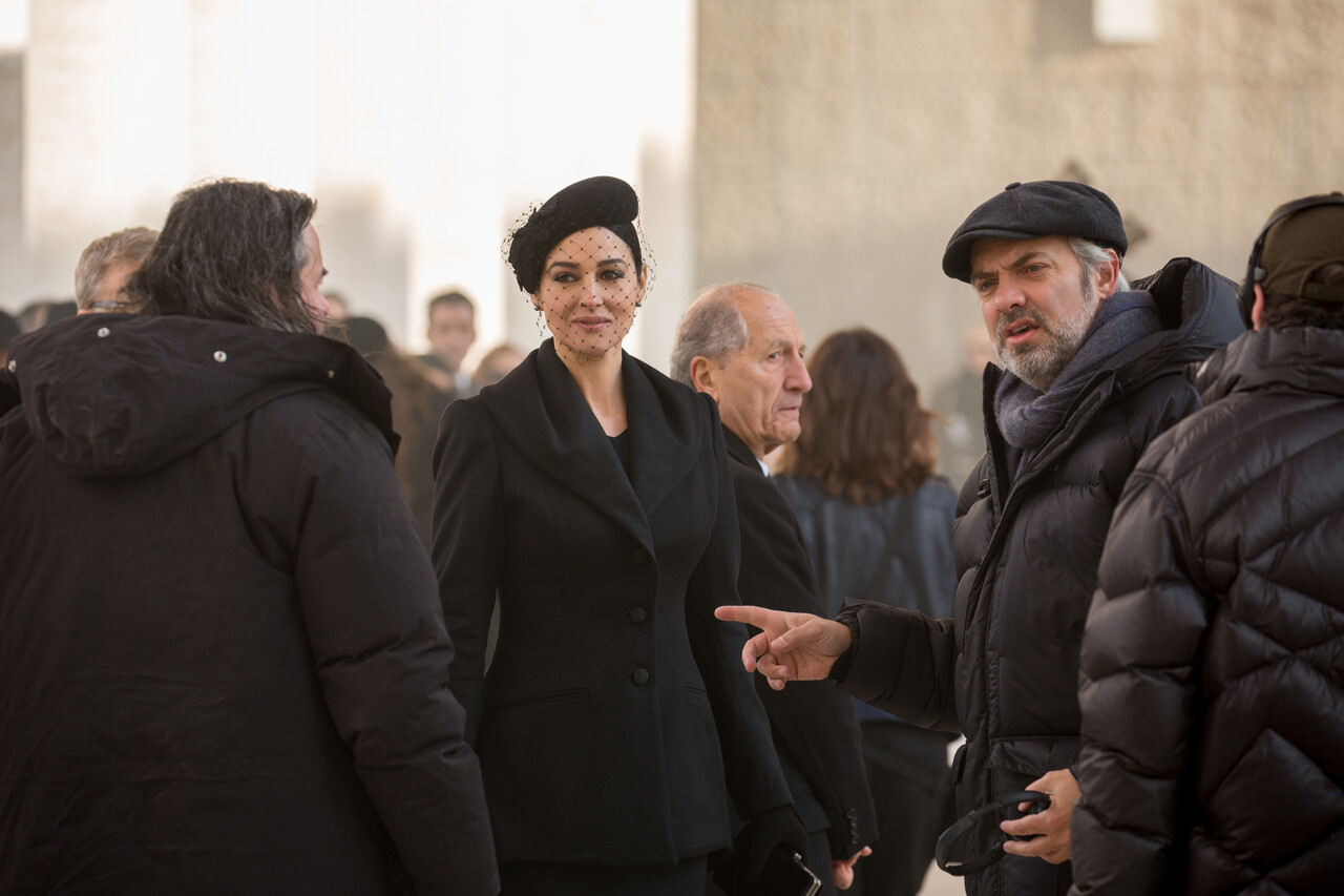 Monica Bellucci and Director Sam Mendes on the set of Metro-Goldwyn-Mayer Pictures/Columbia Pictures/EON Productions? action adventure SPECTRE.