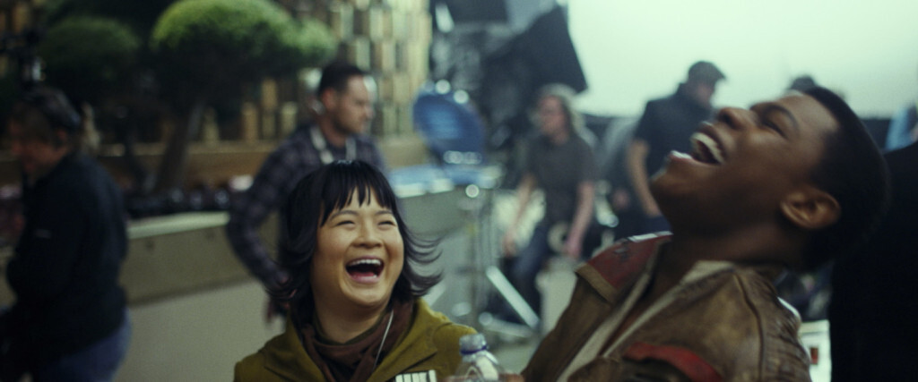 Star Wars: The Last Jedi..L to R: Kelly Marie Tran (Rose) and John Boyega (Finn) on set...Photo: Lucasfilm Ltd...©2017 Lucasfilm Ltd. All Rights Reserved