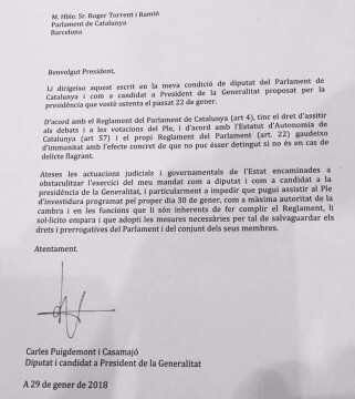 PUIGDEMONT ESCRITO DE AMPARO