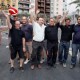 Salva y Quico con su equipo en la mascletà con la que consiguieron el primer premio de Hogueras