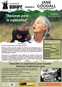 Jane Goodall el 10 de mayo en Bioparc Valencia