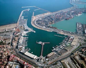 Vista aérea de la dársena interior del puerto de Valencia