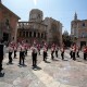 La Triuggio Marching Band en la plaza de la Virgen. Eva Ripoll