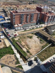 Vista aérea de la zona de la calle Ingeniero José Sirera que se abrirá y se mejorará la conexión del barrio de San Marcelino