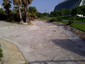 Zona seca de rio del tramo del Jardín del Turia/vlcciudad 