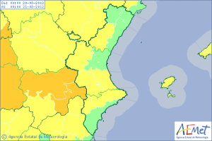 Mapa de situación de las zonas con mayor riesgo de temperaturas elevadas/aemet