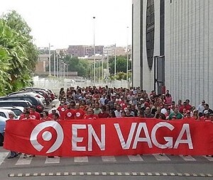 Trabajadores de RTVV en un acto de protesta durante los días de paros