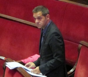 El portavoz de EU, Amadeu Sanchis, en una intervención del pleno de hoy
