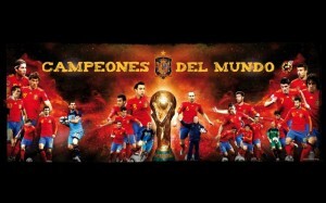 Cartel de la selección con la Copa del Mundo que se expondrá en Marxalenes