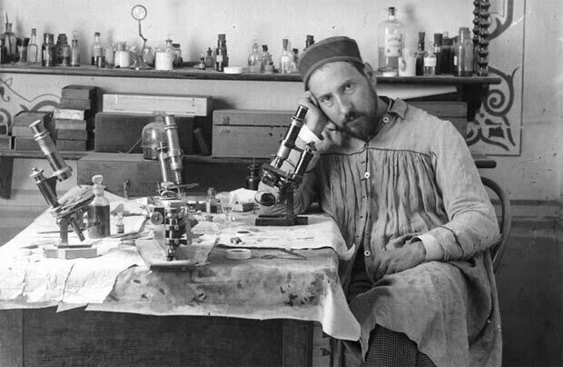 Ramón y Cajal en su laboratorio.