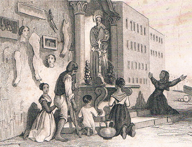 Grabado de imagen y ex votos. Ca. 1870. Foto: Archivo privado de Rafael Solaz.