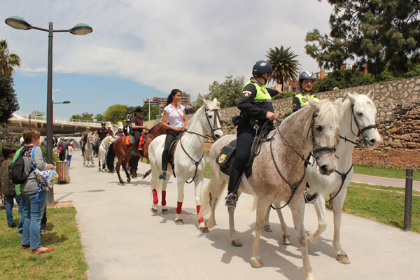 La comitiva del paseo ecuestre hasta el Parque de Cabecera vuelve al punto de partida. Foto: Javier Furió