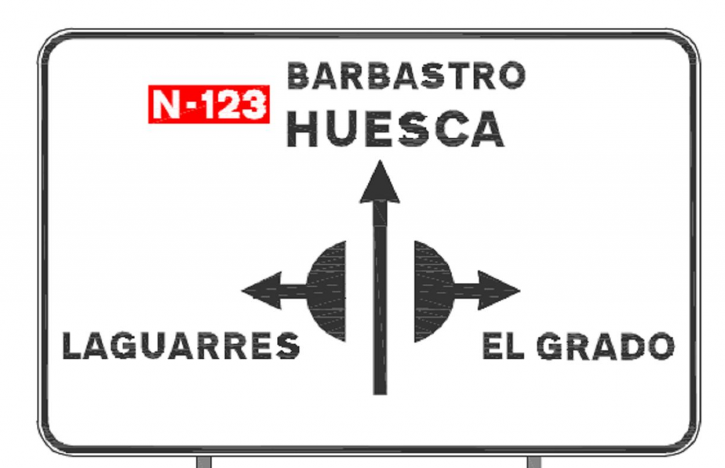 Cartel de señalación de glorieta partida