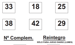 sorteo de la BonoLoto celebrado hoy lunes día 02 de febrero de 2015