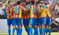 A las primeras de cambio, el Valencia CF celebró su primer y único gol ante el PSV Eindhoven. Foto: Lázaro de la Peña / VCF
