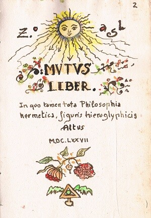 Portada apócrifa del Mutus Libert. Manuscrito.
