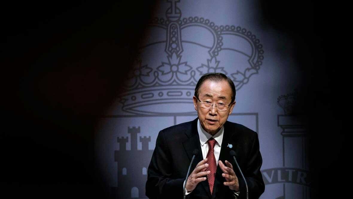El secretario general de la ONU, Ban Ki-moon, durante su última visita a España. RTVE