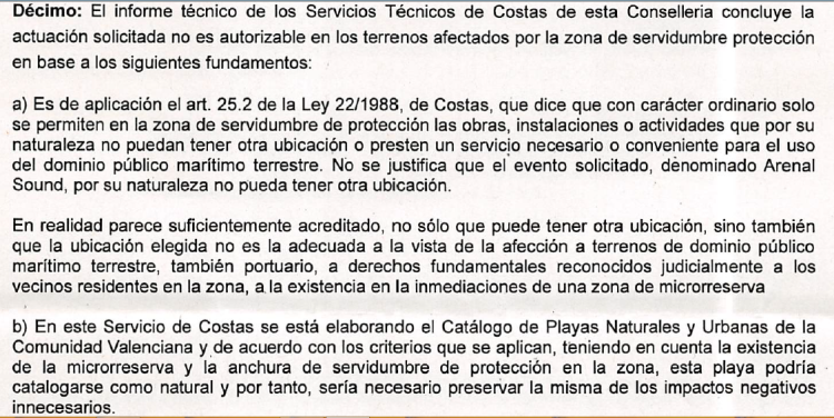 Extracto informe Consell