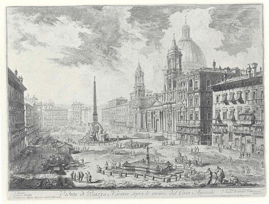 Plaza Navona. Vedute di Roma (1748-1778). Aguafuerte. Nº inv. 19920. Obra de Piranesi.