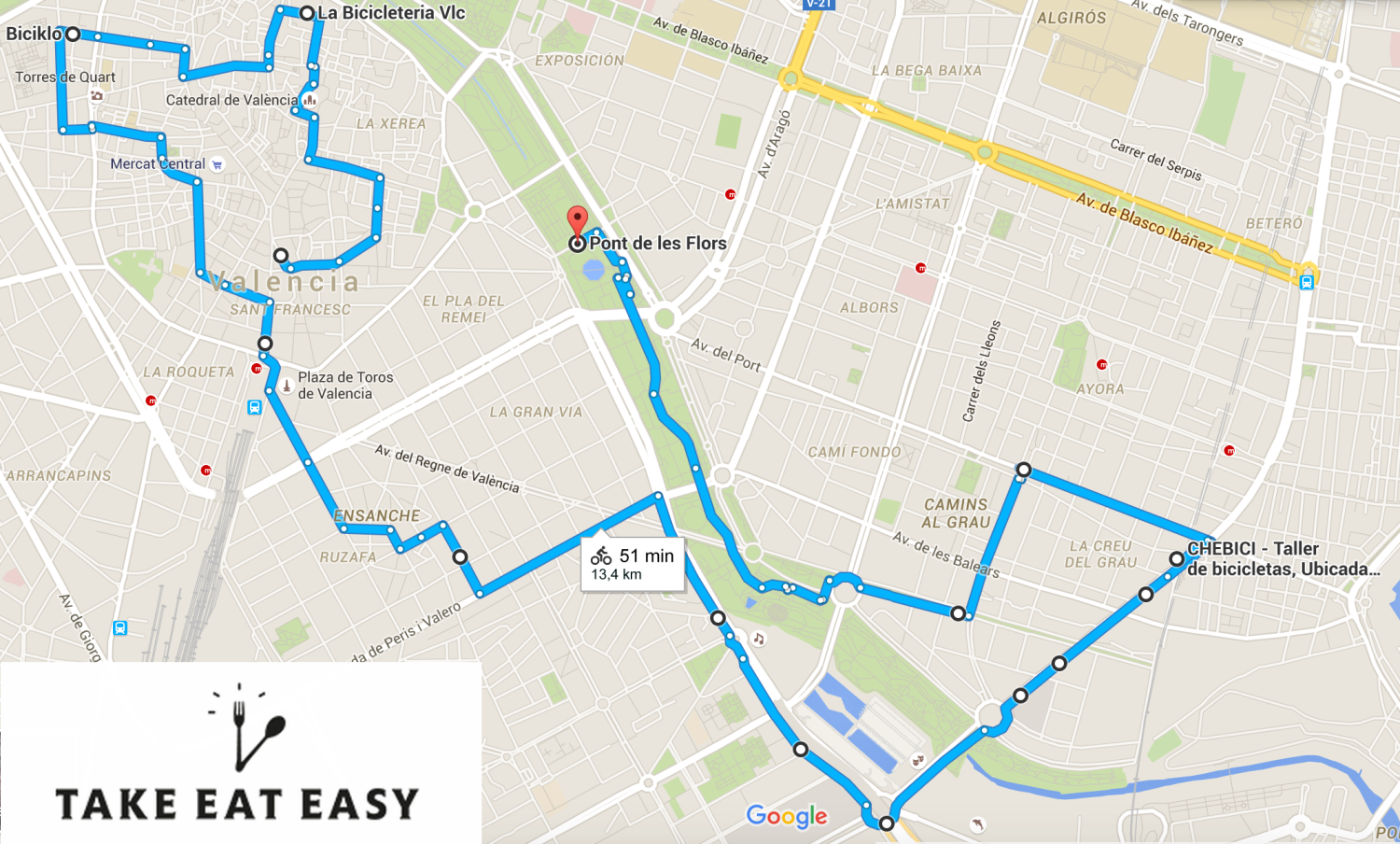 Mapa Valencia Bike Experience