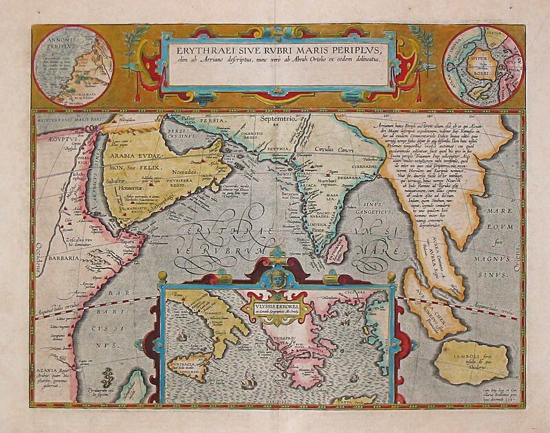 Mapa de Abraham Ortelius, Ámsterdam 1597: en la esquina superior derecha dice Hyper Borei y muestra un continente que ocupa toda el área polar.