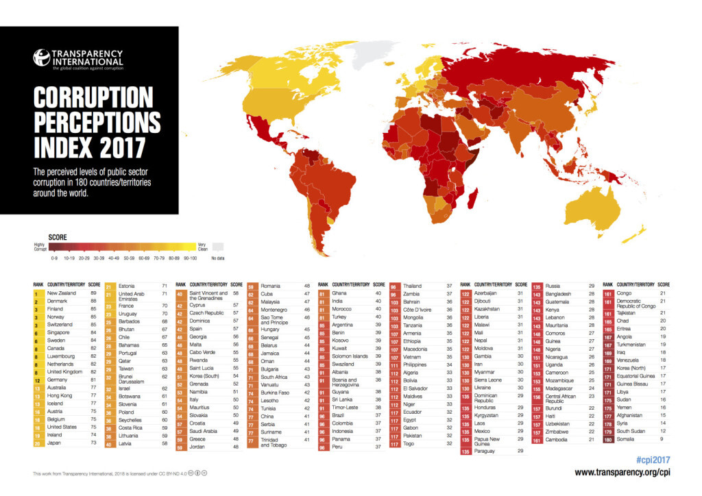 CPI 2017 global map and country results (1)