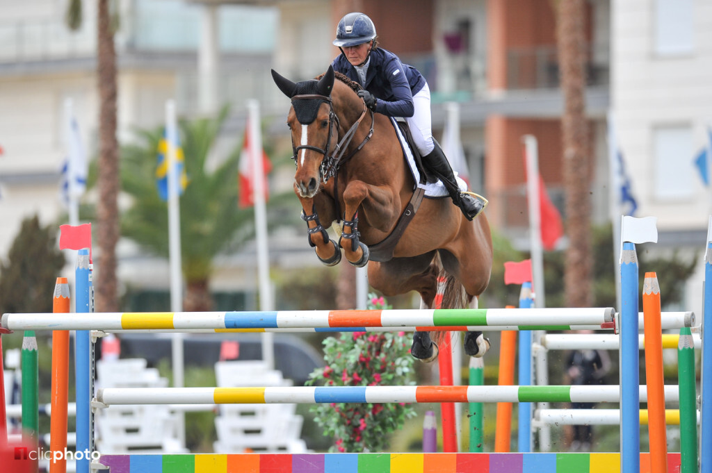 Oliva, Spain - 2018 March 25: Gold tour 1m45 GP during CSI Mediterranean Equestrian Tour 3 (photo: 1clicphoto.com)