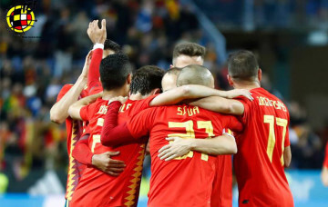 Seleccion Española celebra el Gol