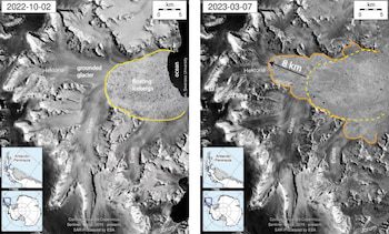 Retroceso acelerado del glaciar Hektoria en la Antártida