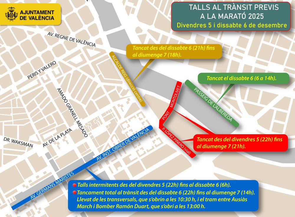 Consulta los cortes de tráfico por la Marató de Valencia y el dispositivo especial de movilidad 3 G7FMN5yXQAAyW6H