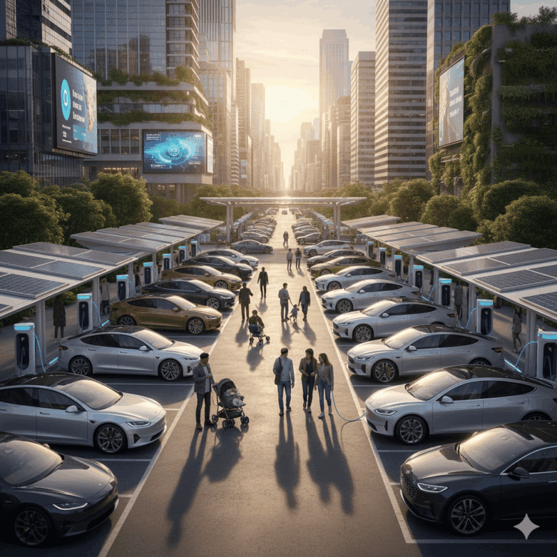 Coches eléctricos cargando coches electricos